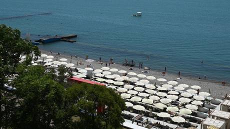 A tourist beach in Sochi, Russia, on June 8, 2025.