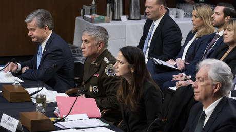 The US Senate Intelligence Committee holds a hearing at the Capitol in Washington, on March 10, 2022.