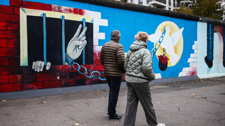 East Side Gallery a day ahead of the 35th anniversary of the fall of the Berlin Wall. Berlin, Germany on November 8, 2024.
