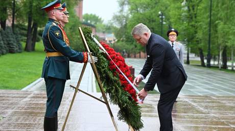 Slovak Prime Minister Robert Fico in Moscow, Russia, May 9, 2026.