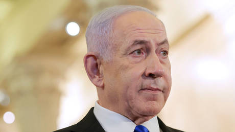Benjamin Netanyahu speaks to reporters at the US Capitol in Washington DC, July 8, 2025