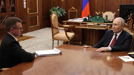 Russian President Vladimir Putin in an interview with Russia 1 at the Kremlin, Moscow, June 28, 2026.