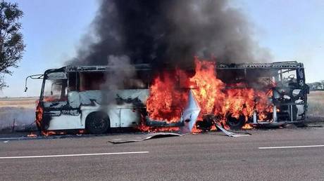 Ukrainian drone strikes Russian passenger bus (PHOTO)
