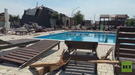 Aftermath of a Ukrainian drone attack on tourist resorts in Russia’s Zaporozhye Region.