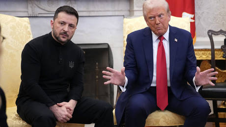 US President Donald Trump and Ukraine's Vladimir Zelensky meet in the Oval Office at the White House on February 28, 2025, in Washington, DC.