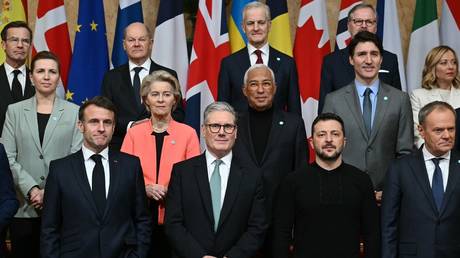 Western leaders and Vladimir Zelensky, March 2, 2025, London, England.