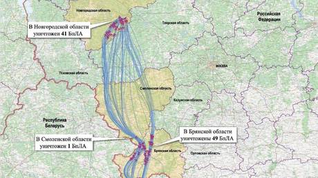 Russian MOD publishes map of Ukrainian drone attack on Putin’s residence