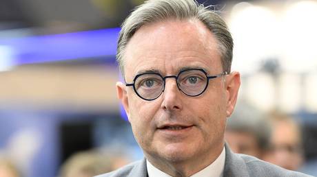 Belgian Prime Minister Bart De Wever at the BEDEX defence exhibition in Brussels, March 12, 2026.